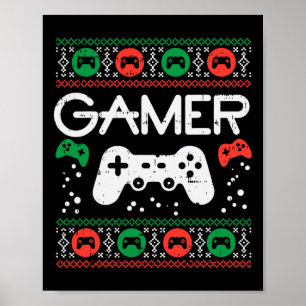 Gamer, ugglatt julsötare Retro Video Game Julafton Poster