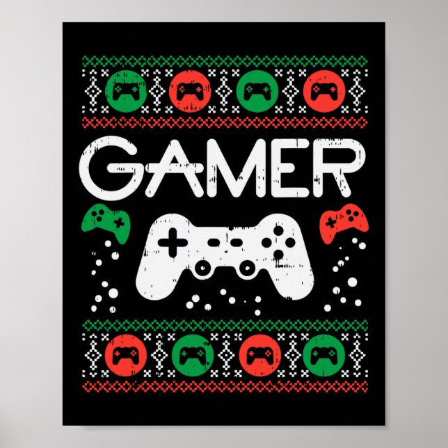 Gamer, ugglatt julsötare Retro Video Game Julafton Poster (Framsidan)