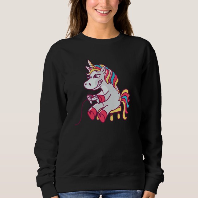 Gamer Unicorn Pullover T Shirt (Framsida)