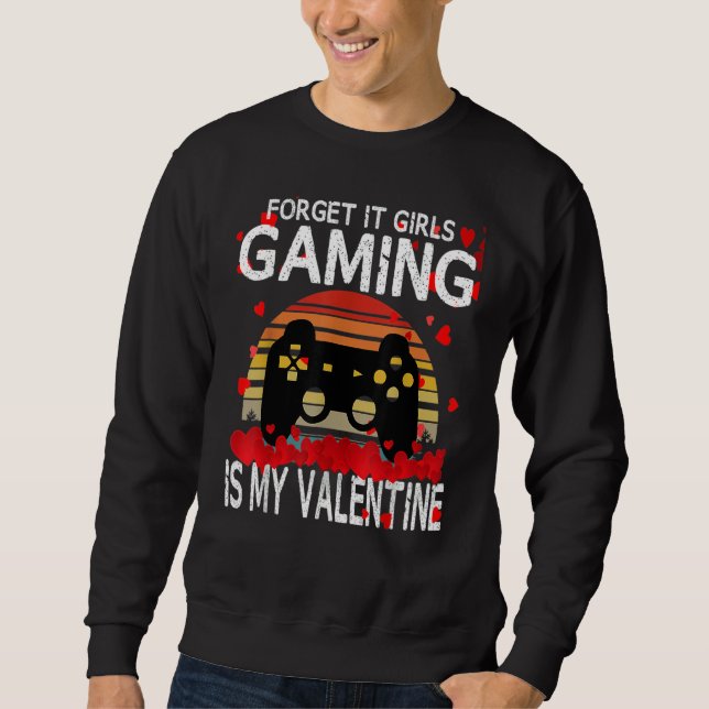 Gamer Valentines Day Video Games  Gaming Boys Teen Lång Ärmad Tröja (Framsida)