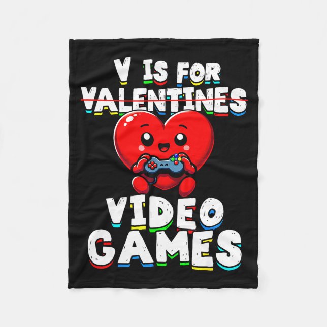 Gamer Valentines V For Video Games Boys Funny Hear Fleecefilt (Framsidan)
