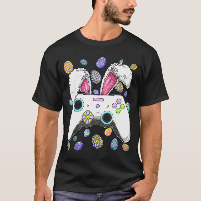 Gamer Video Game Bunny Eggs Påsk Kids Boys Manar T Shirt (Framsida)