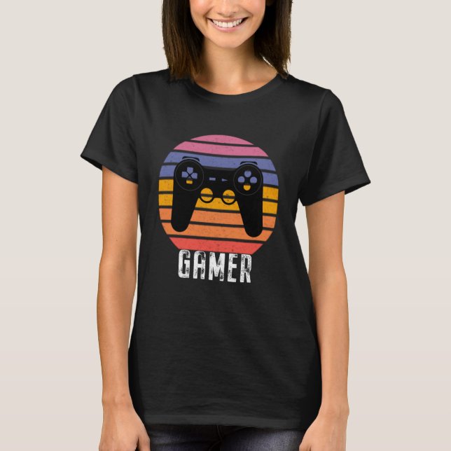 Gamer Video retro Controller Games Gaming Boys Gir T Shirt (Framsida)