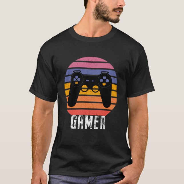 Gamer Video retro Controller Games Gaming Boys Gir T Shirt (Framsida)