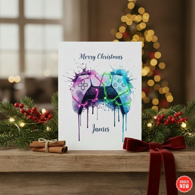 Gamer Xmas Card With Controller Custom Design Julkort (Skapare uppladdad)