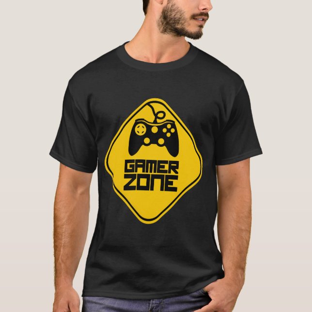 gamer zone geek manette jeu joystick humour  t shirt (Framsida)