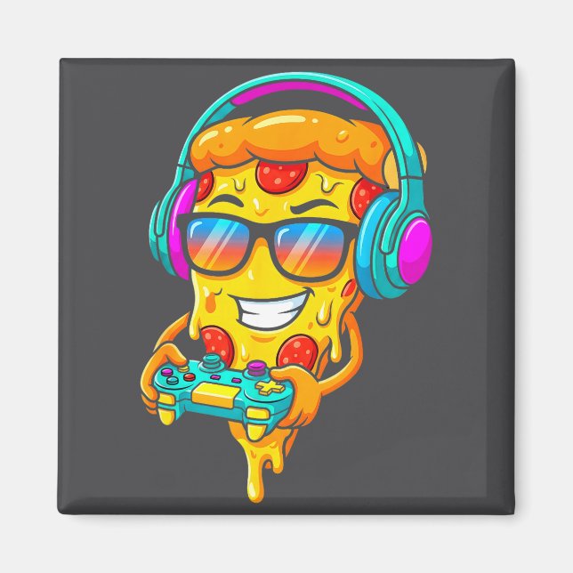 Gamer Zza Slice Video Gaming Boy Enthusiast Gamer  Magnet (Framsidan)