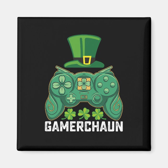 Gamerchaun Spelare Spel Spel St Patrick's Day Magnet (Framsidan)