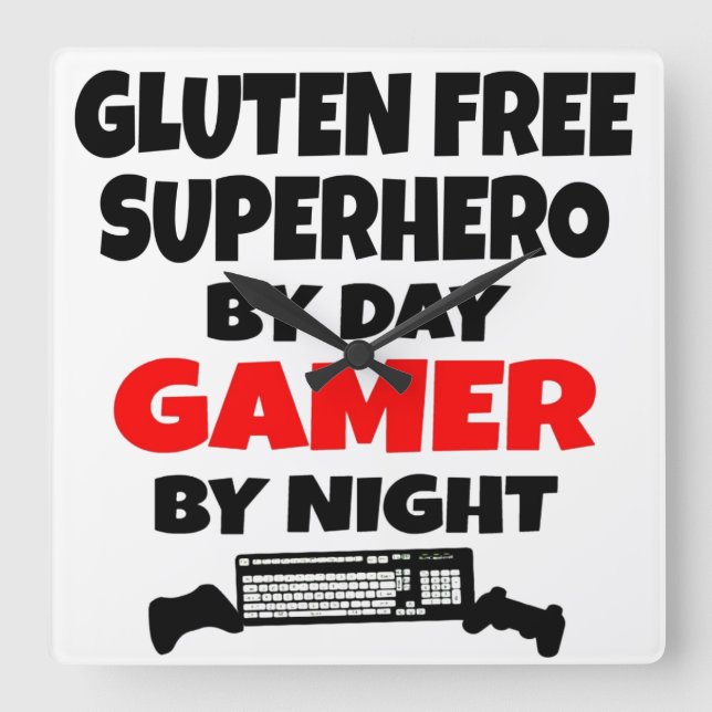 GamerGluten frigör superheroen Fyrkantig Klocka (Framsida)