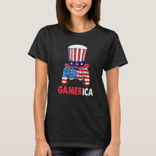 Gamerica 4:e juli spelar videospel USA flagga Bo T Shirt