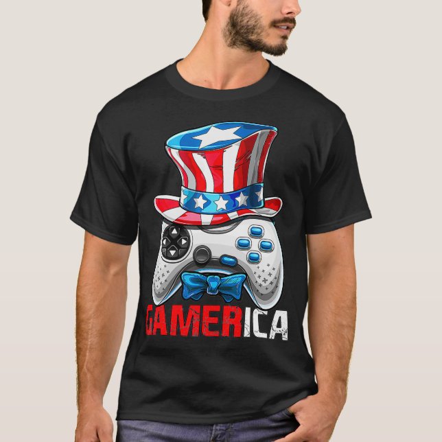 Gamerica 4:e juli Video Game American Flagga UNCL T Shirt (Framsida)