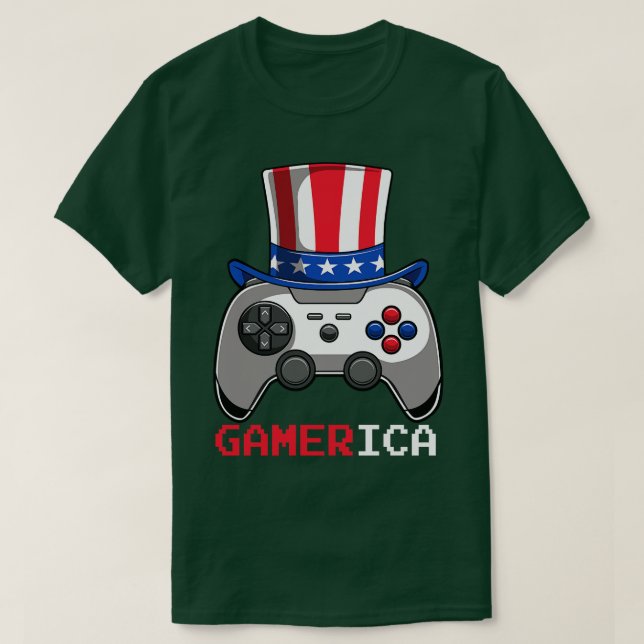 Gamerica Video Game Controller Onkel Sam Hat T Shirt (Design framsida)