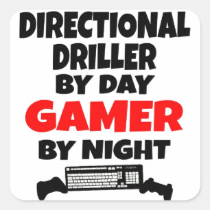 GamerriktningsDriller Fyrkantigt Klistermärke