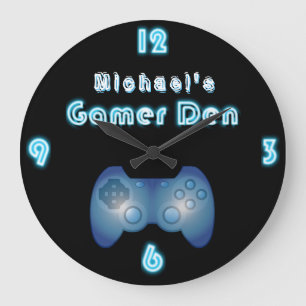 Gamers Clock Anpassningsbar Den ManCave Boys Room Stor Klocka