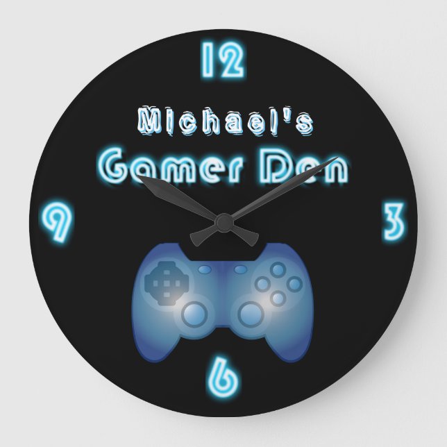 Gamers Clock Anpassningsbar Den ManCave Boys Room Stor Klocka (Framsida)