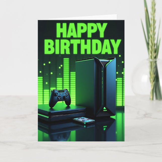 Gamers Neon Födelsedagskort Kort (Framsida)
