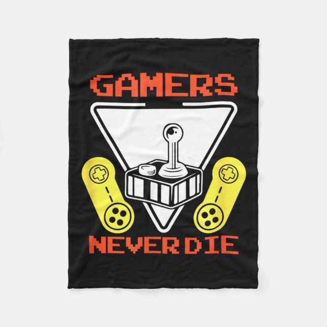 Gamers Never Die Funny Gaming Quotes Great Gift Fo Fleecefilt (Framsidan)