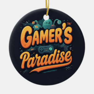 Gamers paradise julgransprydnad keramik