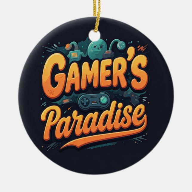 Gamers paradise julgransprydnad keramik (Framsidan)