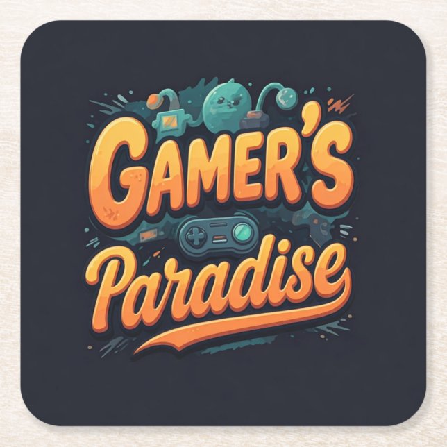 Gamers paradise underlägg papper kvadrat (Framsidan)