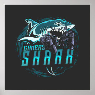 Gamers Shark   Spelande Poster