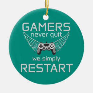 Gamers Slutar Aldrig Retro Citat Julgransprydnad Keramik