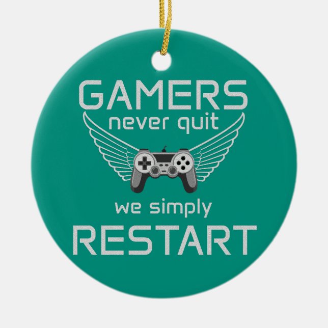 Gamers Slutar Aldrig Retro Citat Julgransprydnad Keramik (Framsidan)