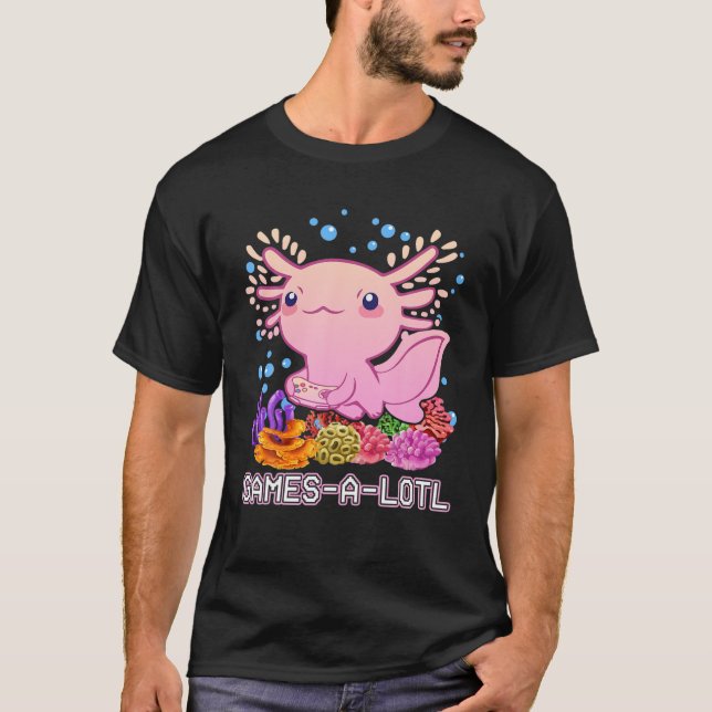 Gamesalotl Gamer Cute Axolotl Kawaii Anime Pastel T Shirt (Framsida)