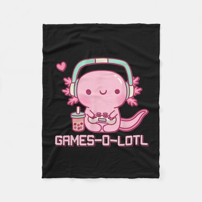 Gamesolotl Axolotl Dataspel Kawaii Anime Spelare  Fleecefilt (Framsidan)