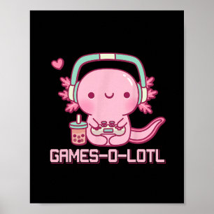Gamesolotl Axolotl Dataspel Kawaii Anime Spelare Poster
