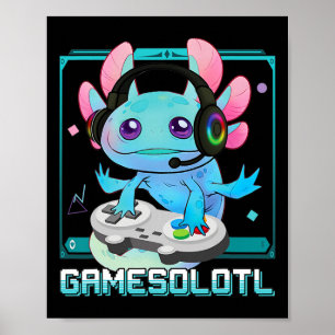Gamesolotl Axolotl Dataspelare Kawaii Pastell Goth Poster