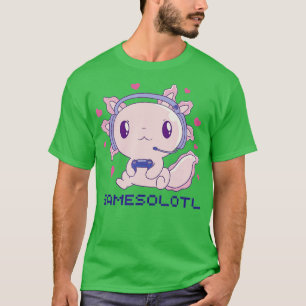 Gamesolotl Axolotl Fish Spela videospel Lizar T Shirt