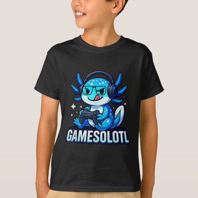 Gamesolotl Axolotl Fisk Spelare Spelande Anime Vid T Shirt (Framsida)