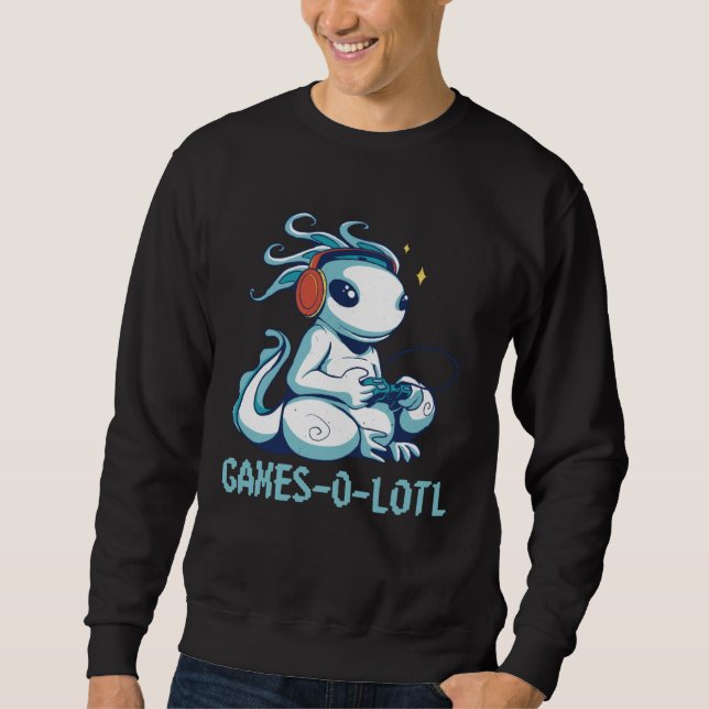 Gamesolotl Axolotl  Gamer Lång Ärmad Tröja (Framsida)
