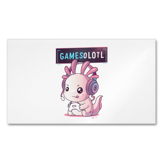 Gamesolotl - Axolotl Gamer Magnetiska Visitkort (Framsida)