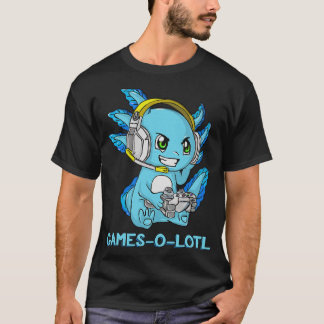 Gamesolotl Axolotl Gamer med headset Cute Anime T Shirt