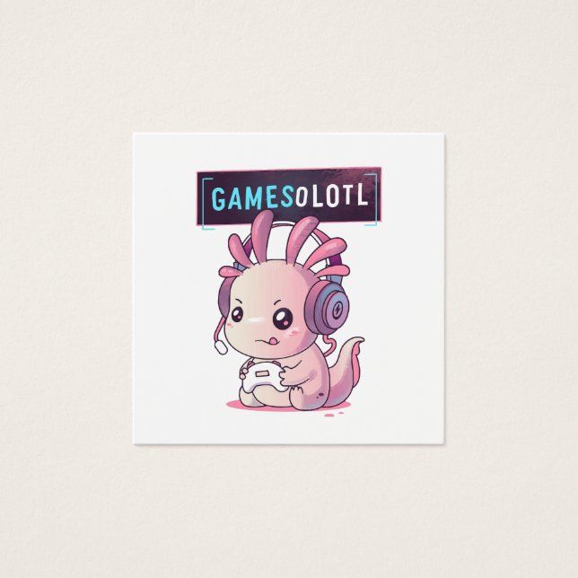 Gamesolotl - Axolotl Spelare Fyrkantigt Visitkort (Framsida)