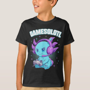 Gamesolotl Axolotl TV-spelare Kawaii Anime-present T Shirt