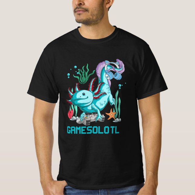 Gamesolotl Axolotl Video Game Kawaii Anime Japanes T Shirt (Framsida)