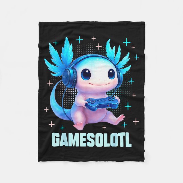 Gamesolotl Axolotl Video Gamer Kawaii Anime Boys T Fleecefilt (Framsidan)
