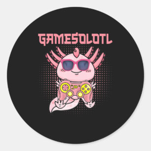 Gamesolotl Axolotl Video Gamer Kawaii Anime Kids B Runt Klistermärke