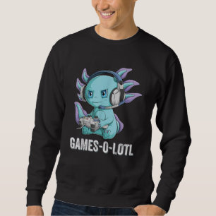 Gamesolotl Axolotl Video Gamer Kawaii Anime-pojkar Lång Ärmad Tröja