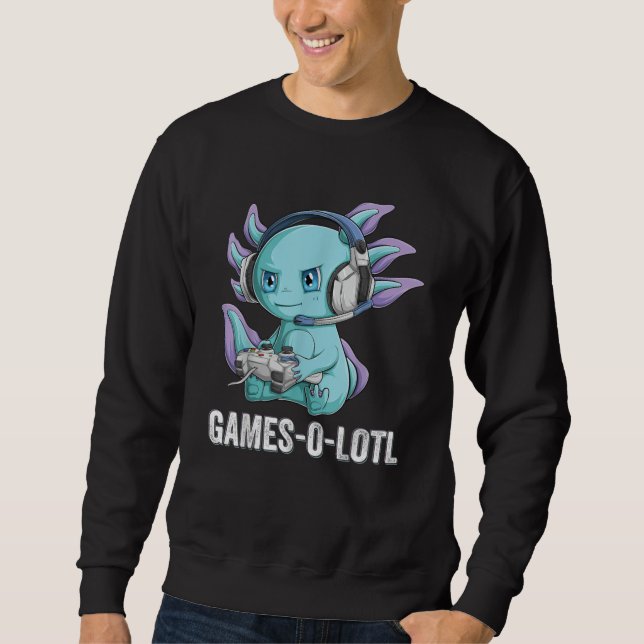 Gamesolotl Axolotl Video Gamer Kawaii Anime-pojkar Lång Ärmad Tröja (Framsida)