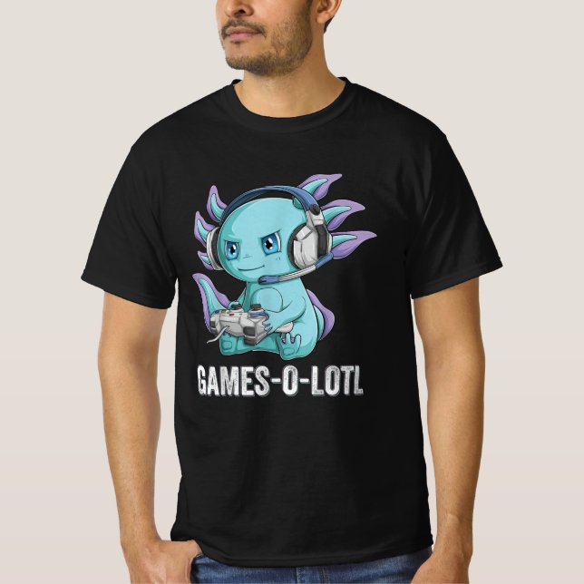 Gamesolotl Axolotl Video Gamer Kawaii Anime-pojkar T Shirt (Framsida)
