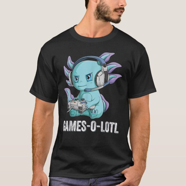 Gamesolotl Axolotl Video Gamer Kawaii Anime-pojkar T Shirt (Framsida)