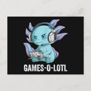 Gamesolotl Axolotl Video Gamer Kawaii Anime-pojkar Vykort