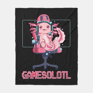 Gamesolotl Axolotl Video Gamer Kawaii Anime-spel Fleecefilt