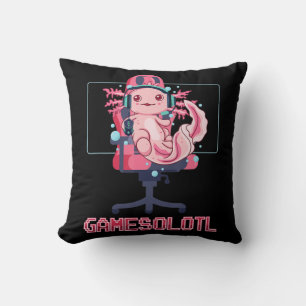Gamesolotl Axolotl Video Gamer Kawaii Anime-spel Kudde
