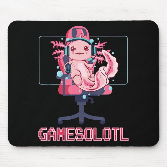 Gamesolotl Axolotl Video Gamer Kawaii Anime-spel Musmatta (Framsidan)