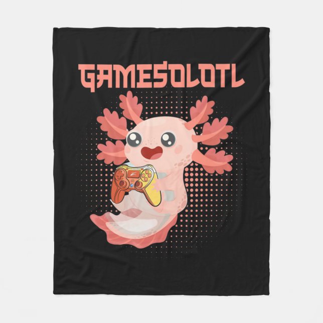 Gamesolotl Axolotl Video Gamer Kawaii Pastel Goth Fleecefilt (Framsidan)